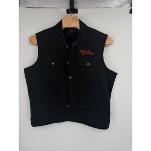 Harley‎ Davidson Men's Black Denim Motorcycle Vest Embroidered NWT Sz 2XL
